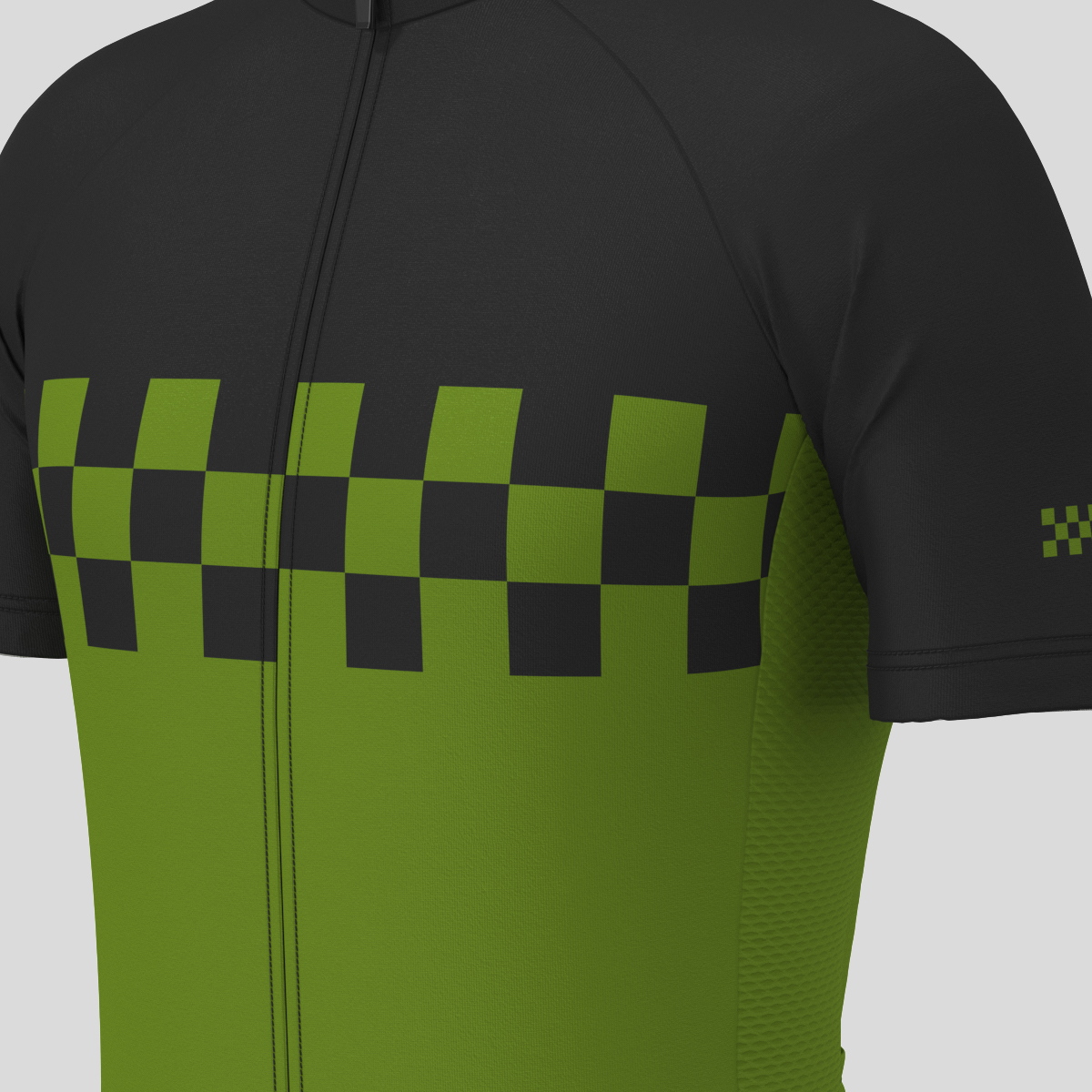 Men's Checkered Flag Cycling Jersey - Forest