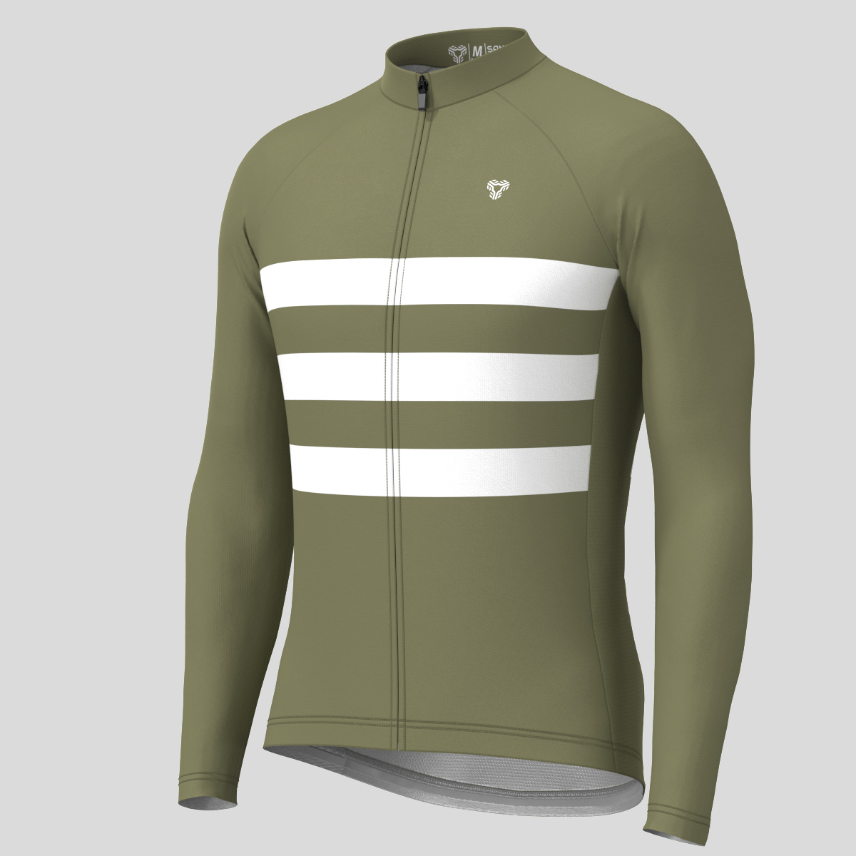 Men's Classic Stripes LS Cycling Jersey Olive Sanpella.cc