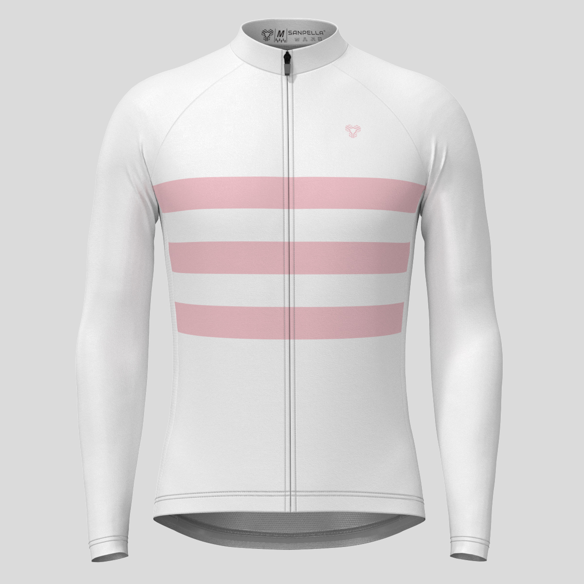 Men's Classic Stripes LS Cycling Jersey - White/Pink 