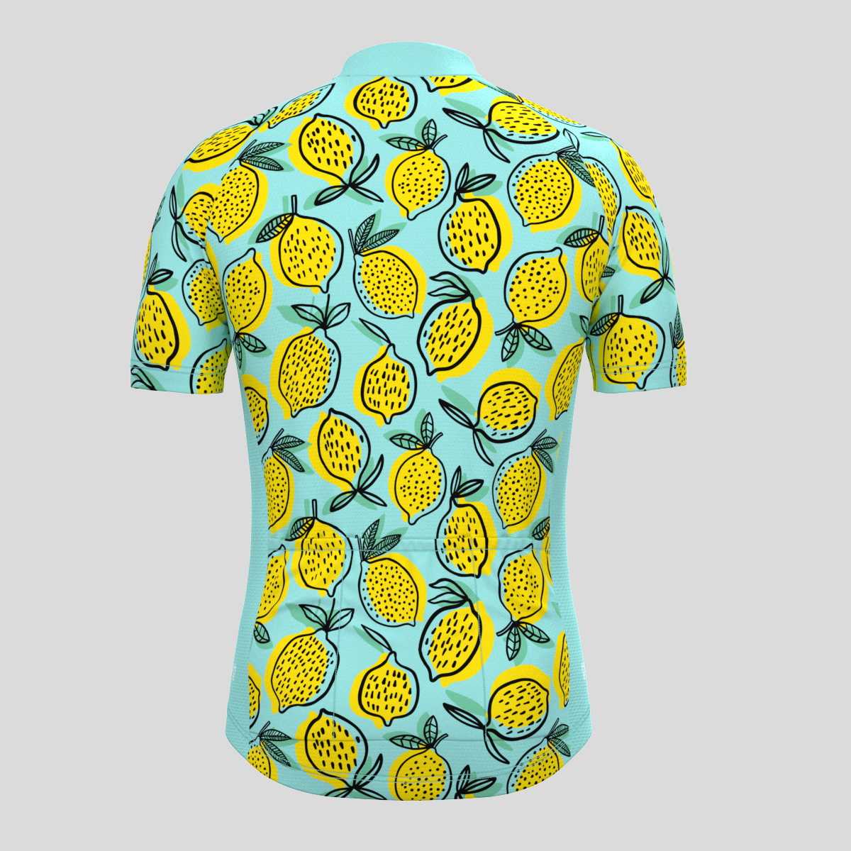 Lemon Print Men's Cycling Jersey - Blue