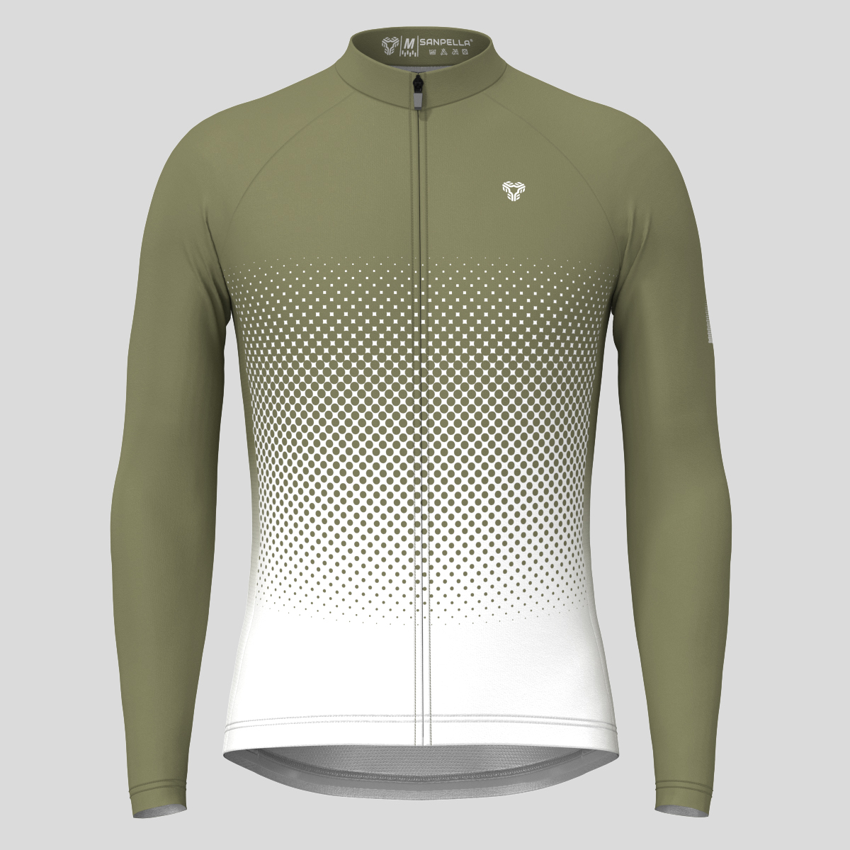 Polka Dot Gradient Men's LS Cycling Jersey - Olive