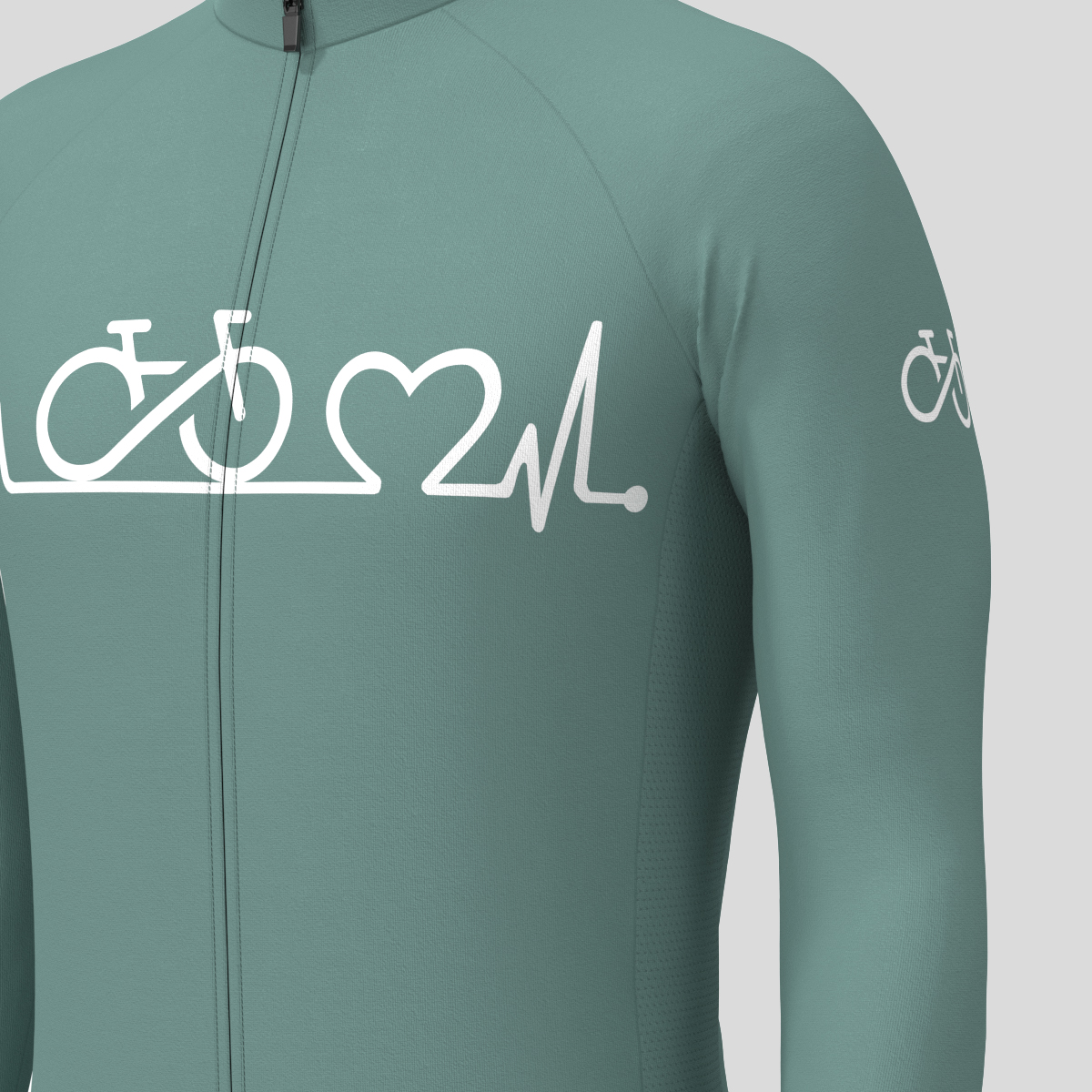 Bike Heartbeat Men's LS Cycling Jersey - Sage 