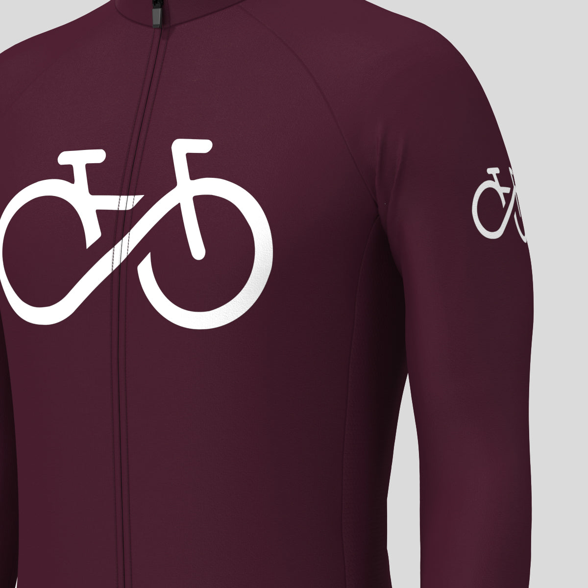 Bike Forever Men's LS Cycling Jersey - Burgundy