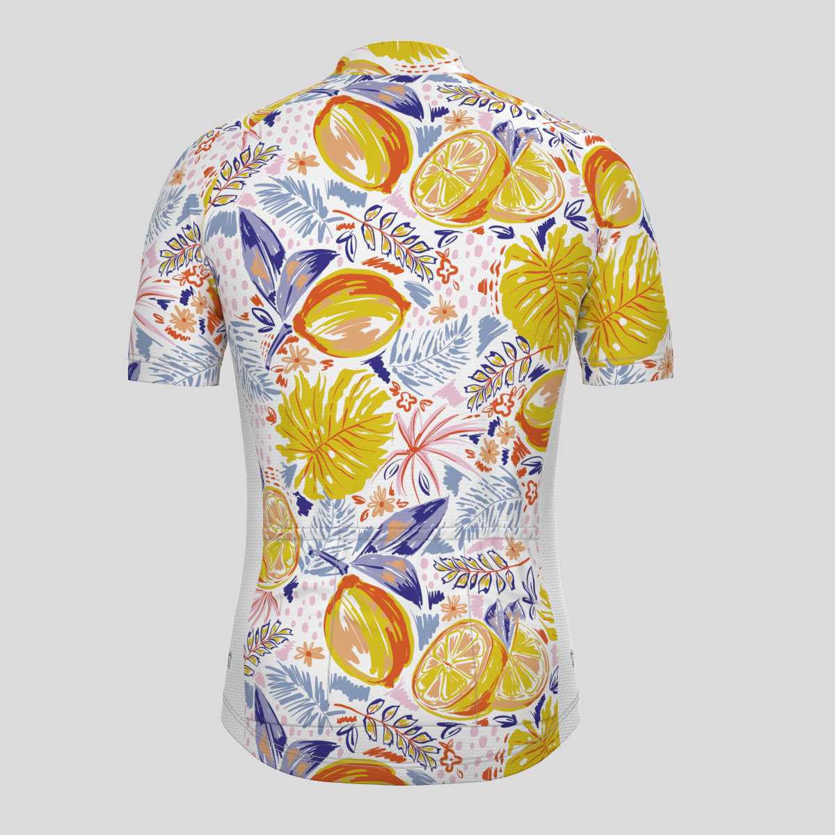 Lemon Monstera Leaves Print Men's Cycling Jersey