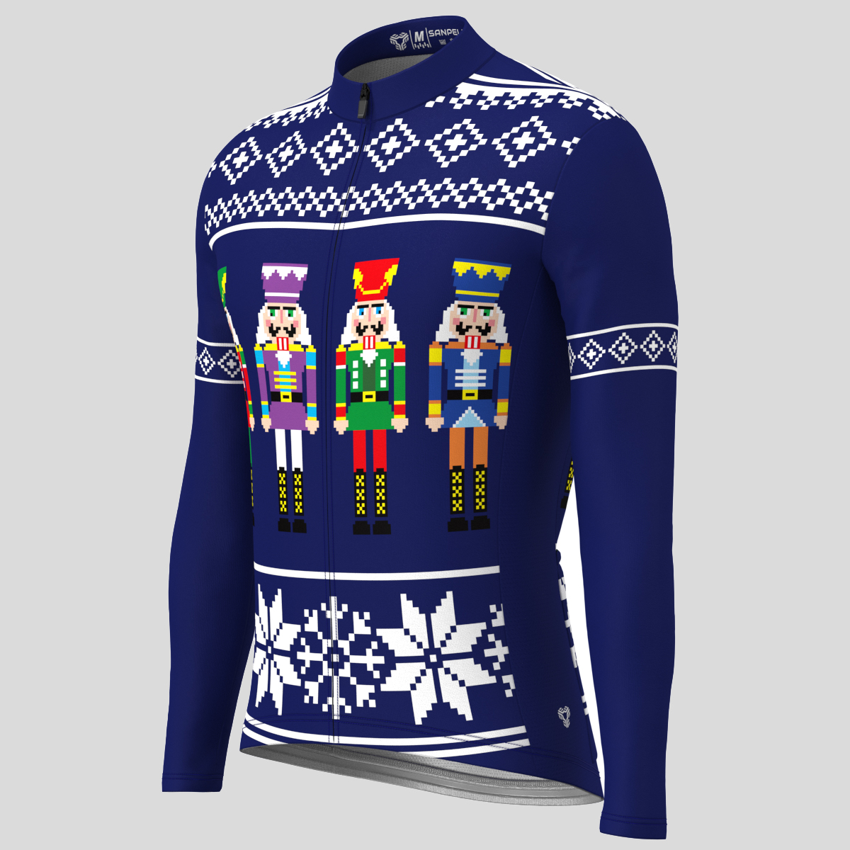 Christmas Sweater Nutcrackers Men's LS Cycling Jersey
