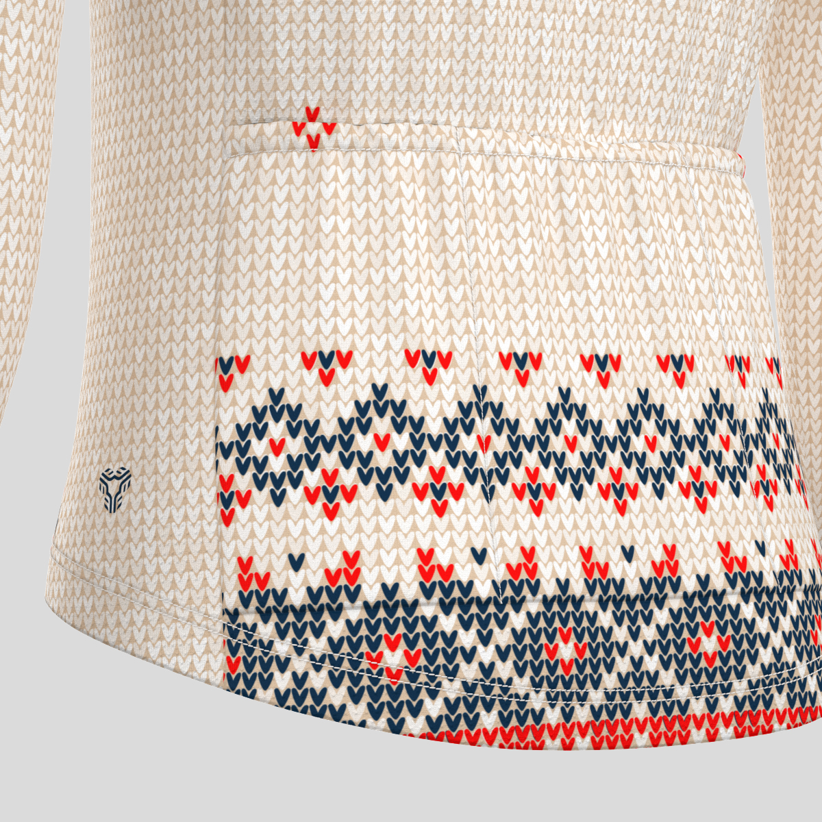 XMAS Ugly Sweater Themed Men's LS Cycling Jersey - Beige