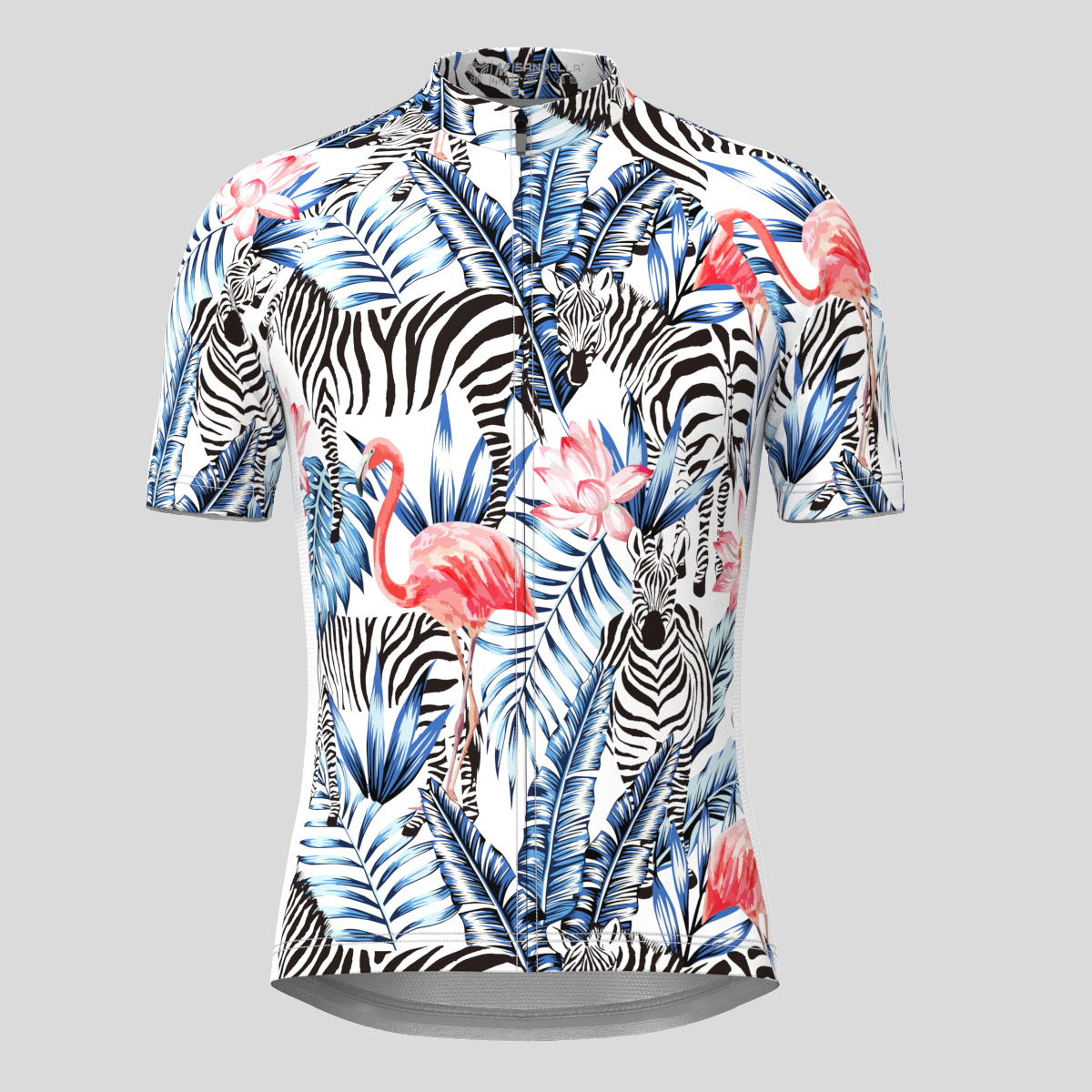 Exotic flamingo Zebra Tropical Leaf Men's Cycling Jersey