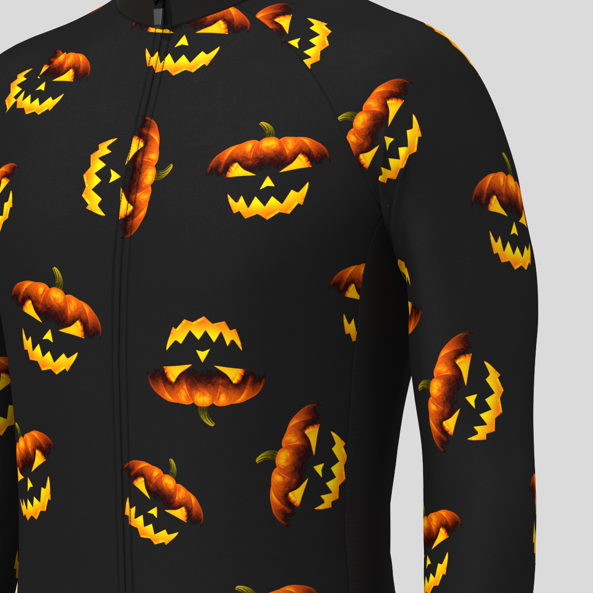 Men's Halloween LS Cycling Jersey - Pumpkin