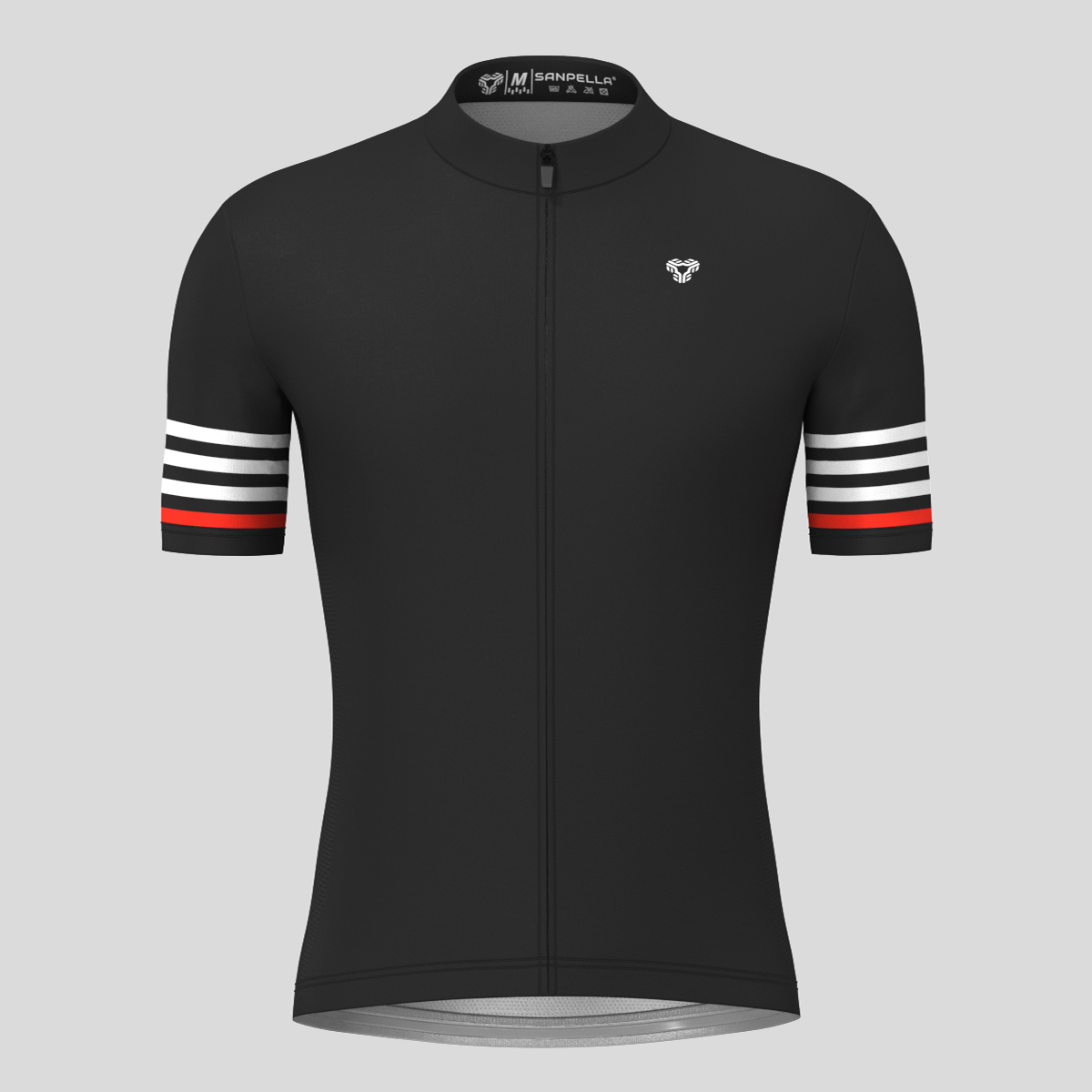 Minimal Stripes Men's Cycling Jersey - Black/White/Red