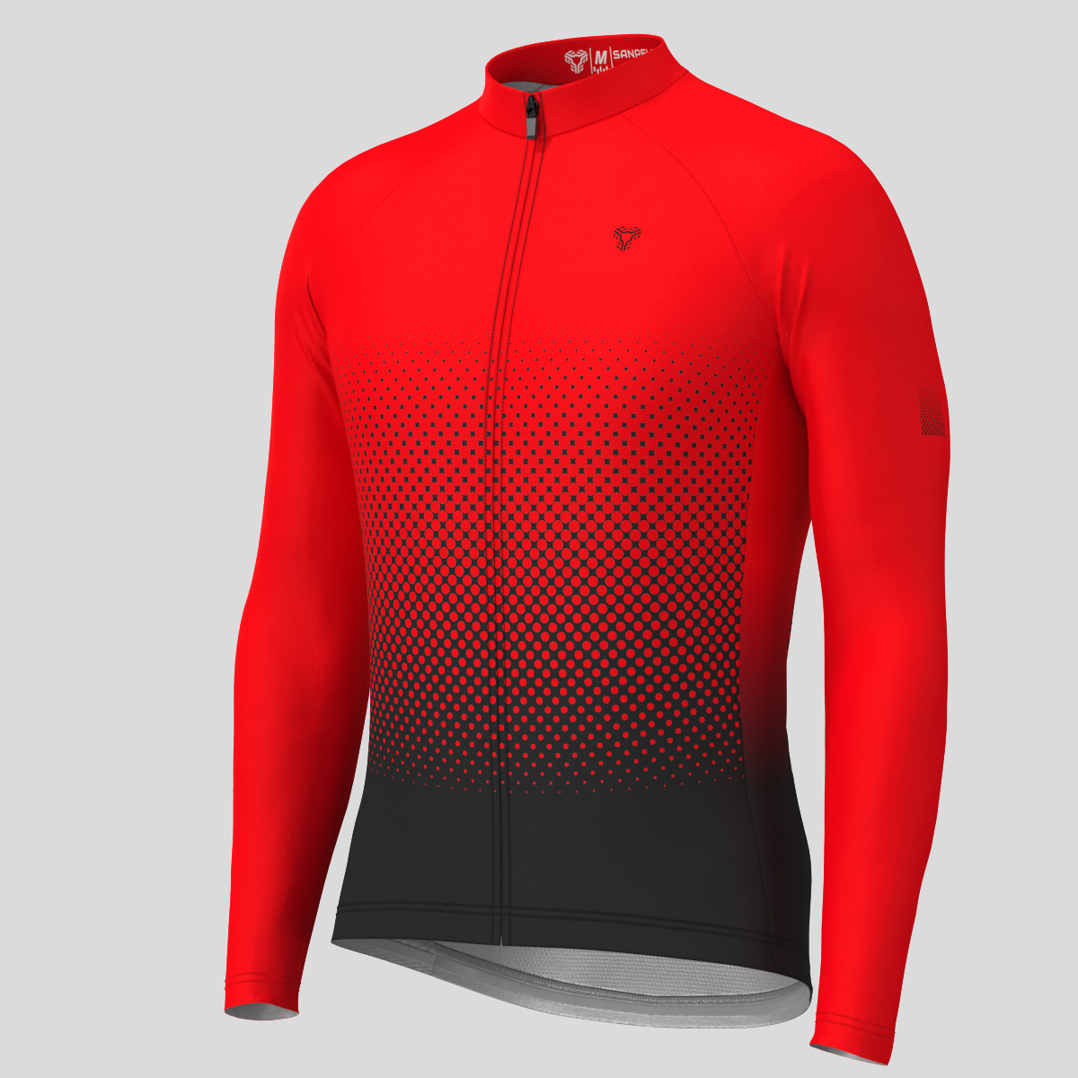 Polka Dot Gradient Men's LS Cycling Jersey - Red