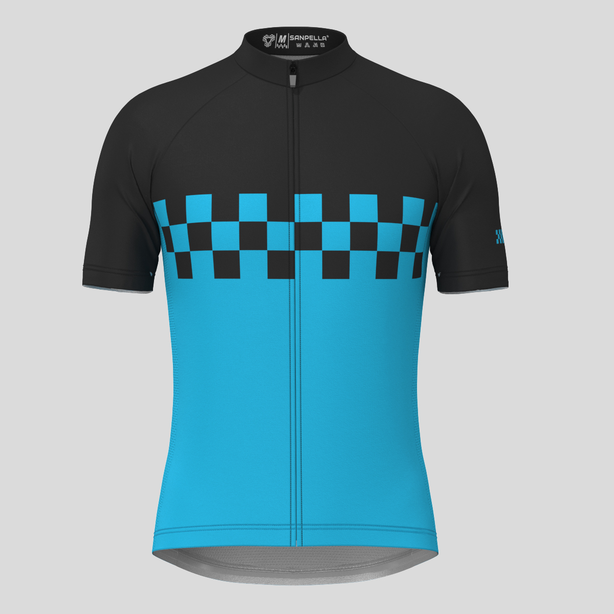 Men's Checkered Flag Cycling Jersey - Blue