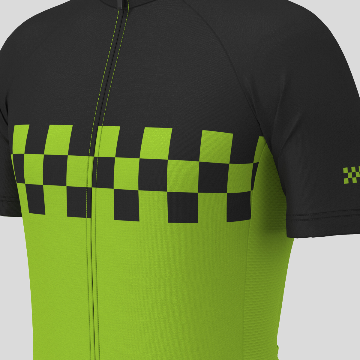 Men's Checkered Flag Cycling Jersey - Wasabi