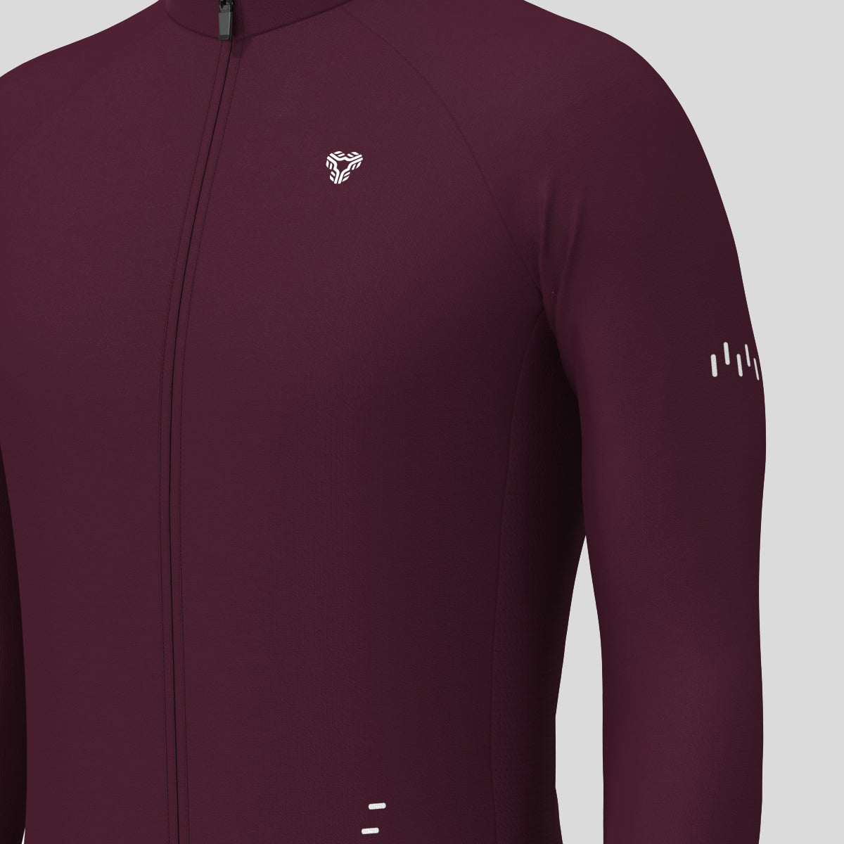 Men's Minimal Solid LS Cycling Jersey - Burgundy