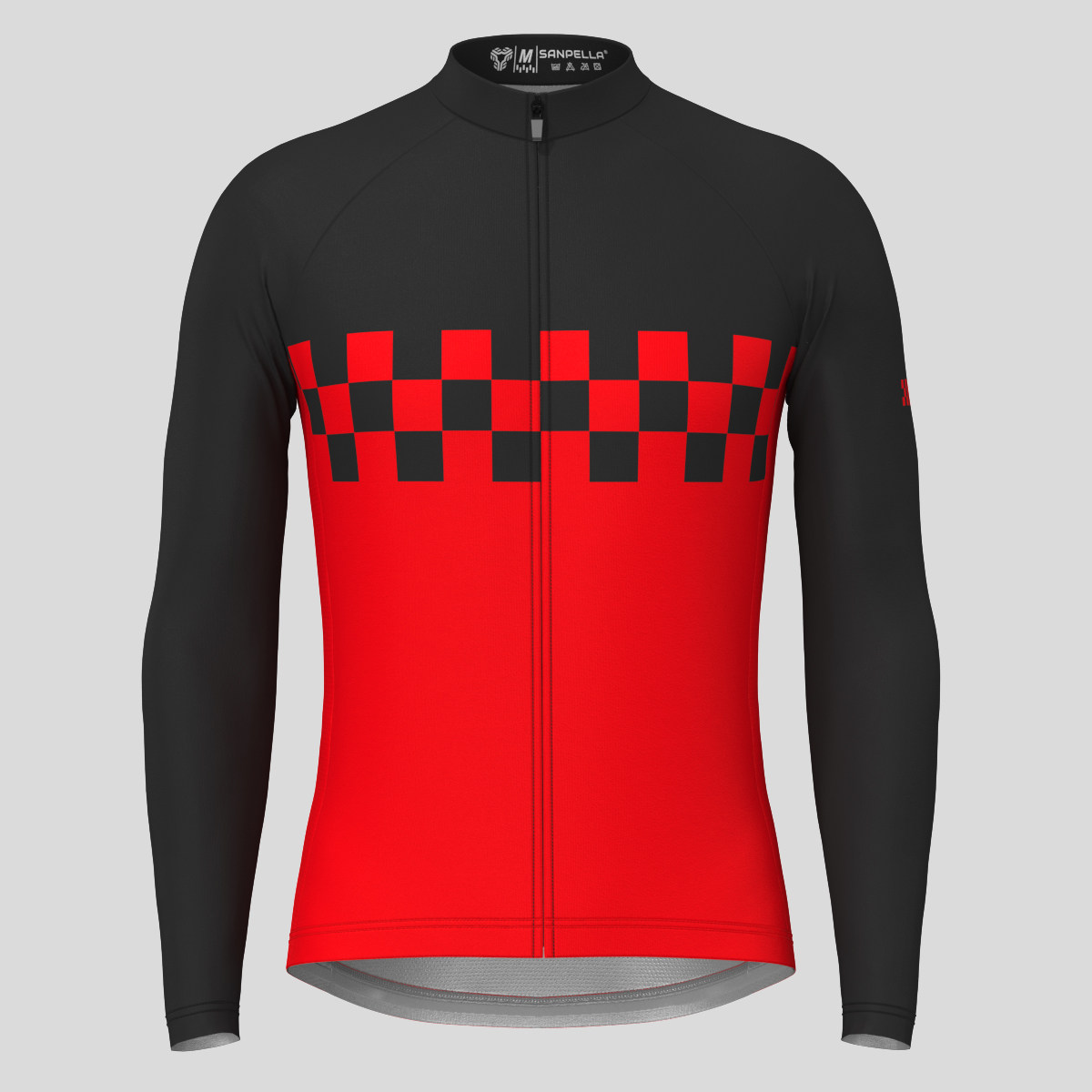 Men's Checkered Flag LS Cycling Jersey - Red