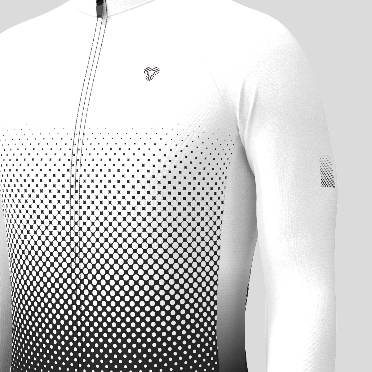 Polka Dot Gradient Men's LS Cycling Jersey - White