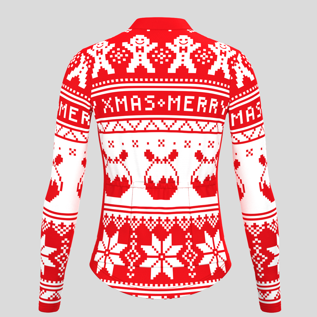 Christmas Sweater Gingerbread Man pudding Women's LS Cycling Jersey