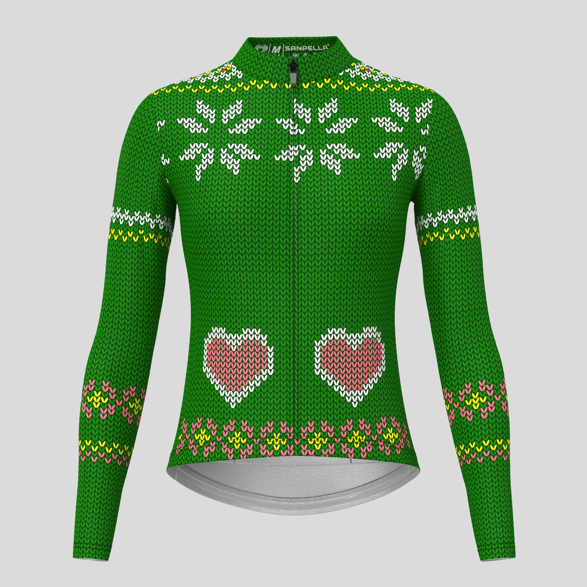 Christmas Sweater Snowflake Heart Women's LS Cycling Jersey