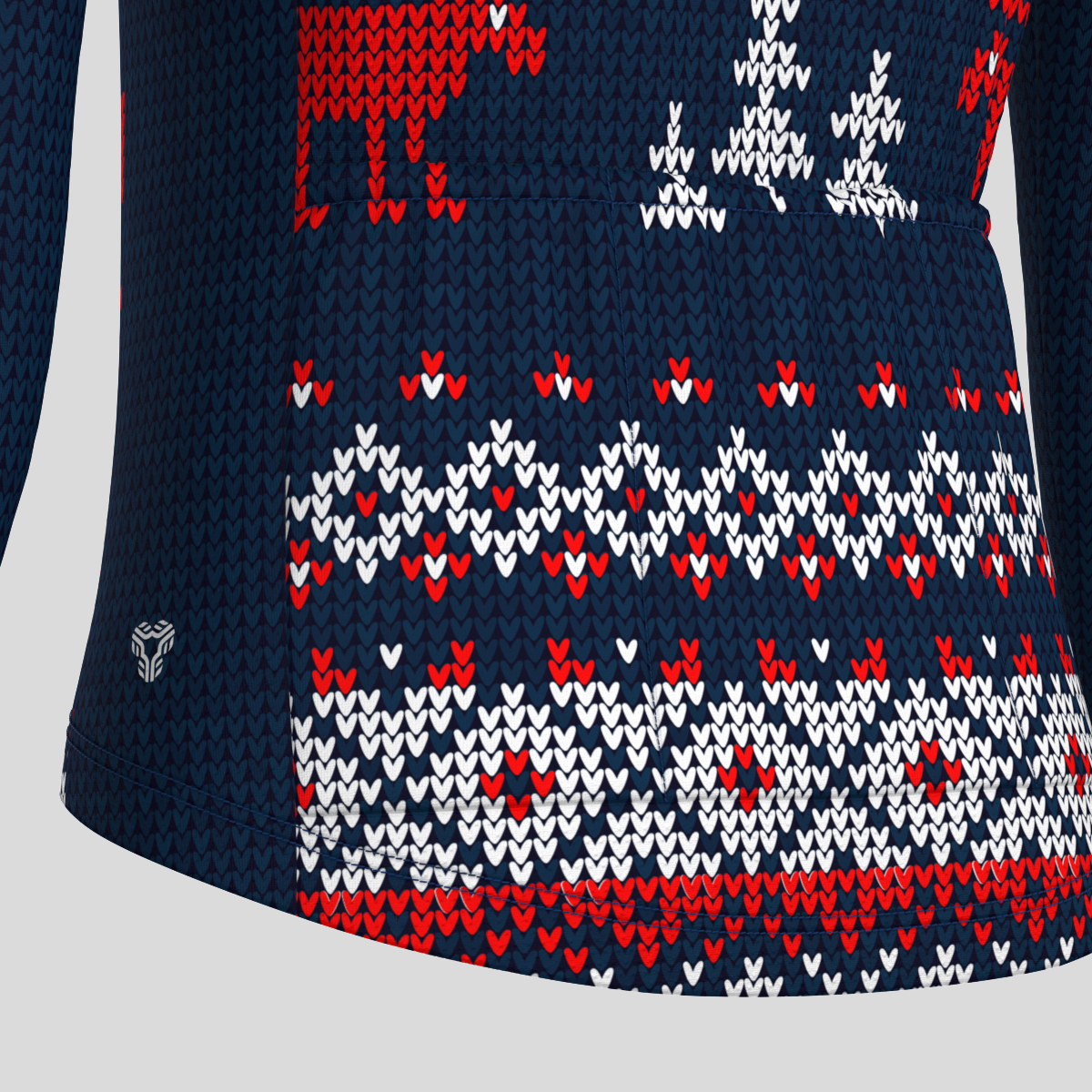 XMAS Ugly Sweater Themed Men's LS Cycling Jersey - Blue