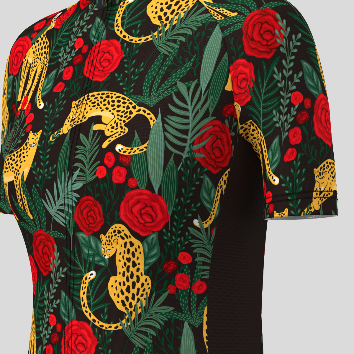 Leopards Tropical Leaves Roses Women's Cycling Jersey