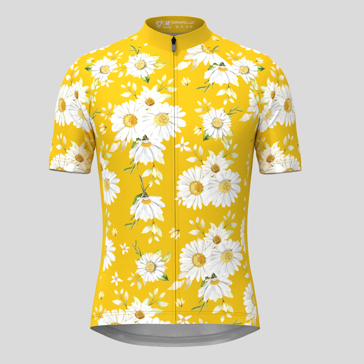 Classic Daisy Print Men's Cycling Jersey - Yellow