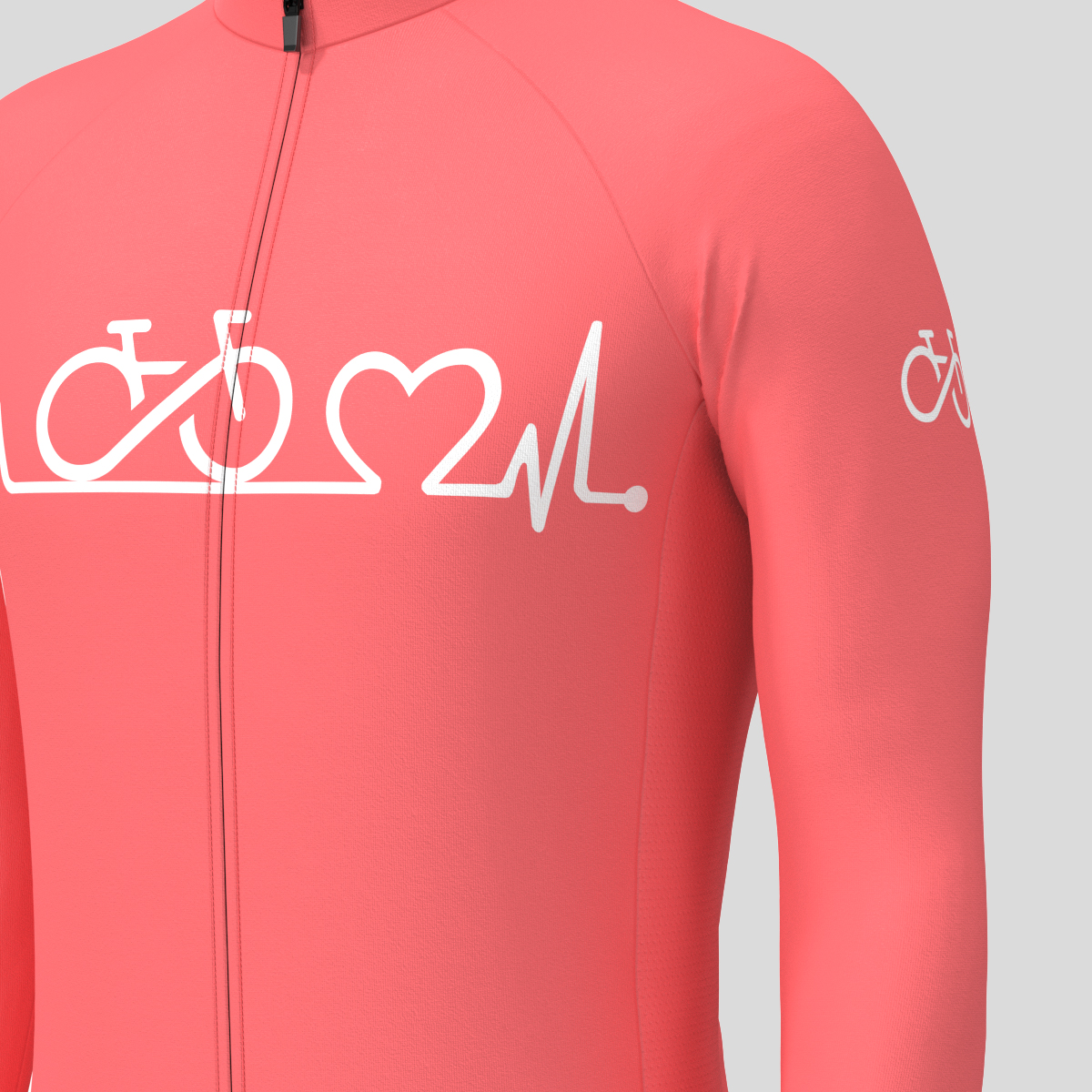 Bike Heartbeat Men's LS Cycling Jersey - Guava