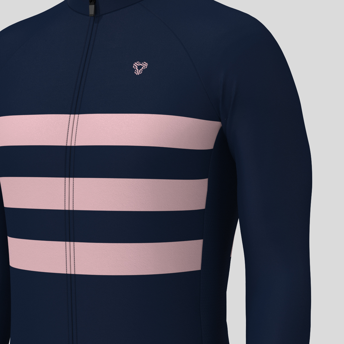 Minimal Stripes Men's LS Cycling Jersey - Navy/Pink