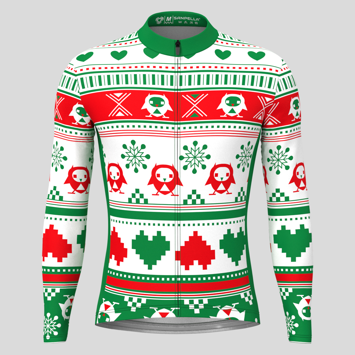 Ugly Sweater Owls Hearts Men's LS Cyling Jersey