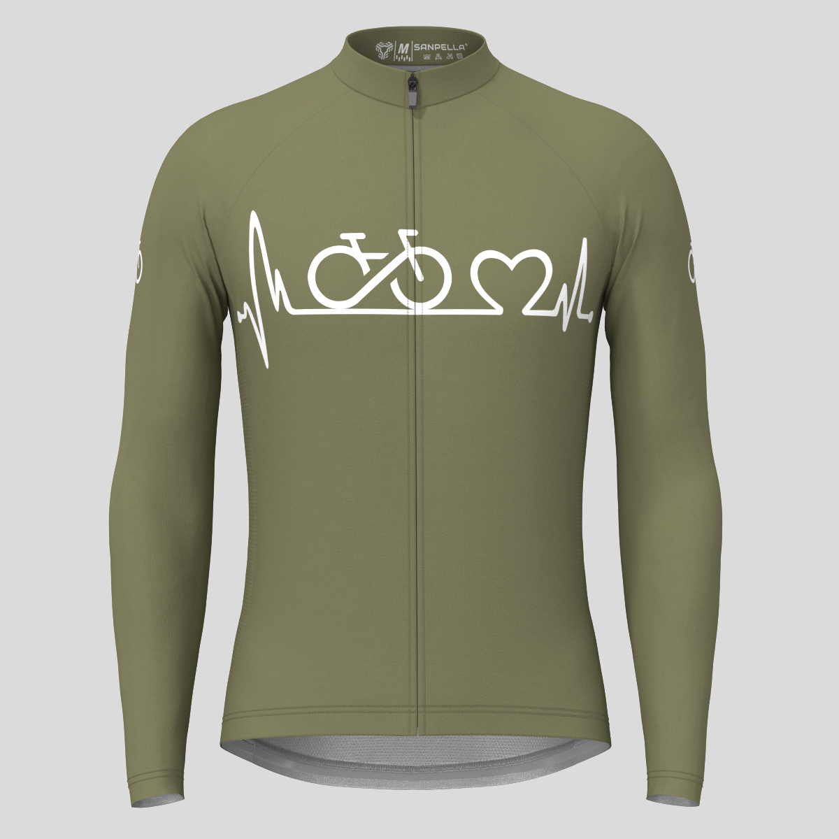 Bike Heartbeat Men's LS Cycling Jersey - Olive