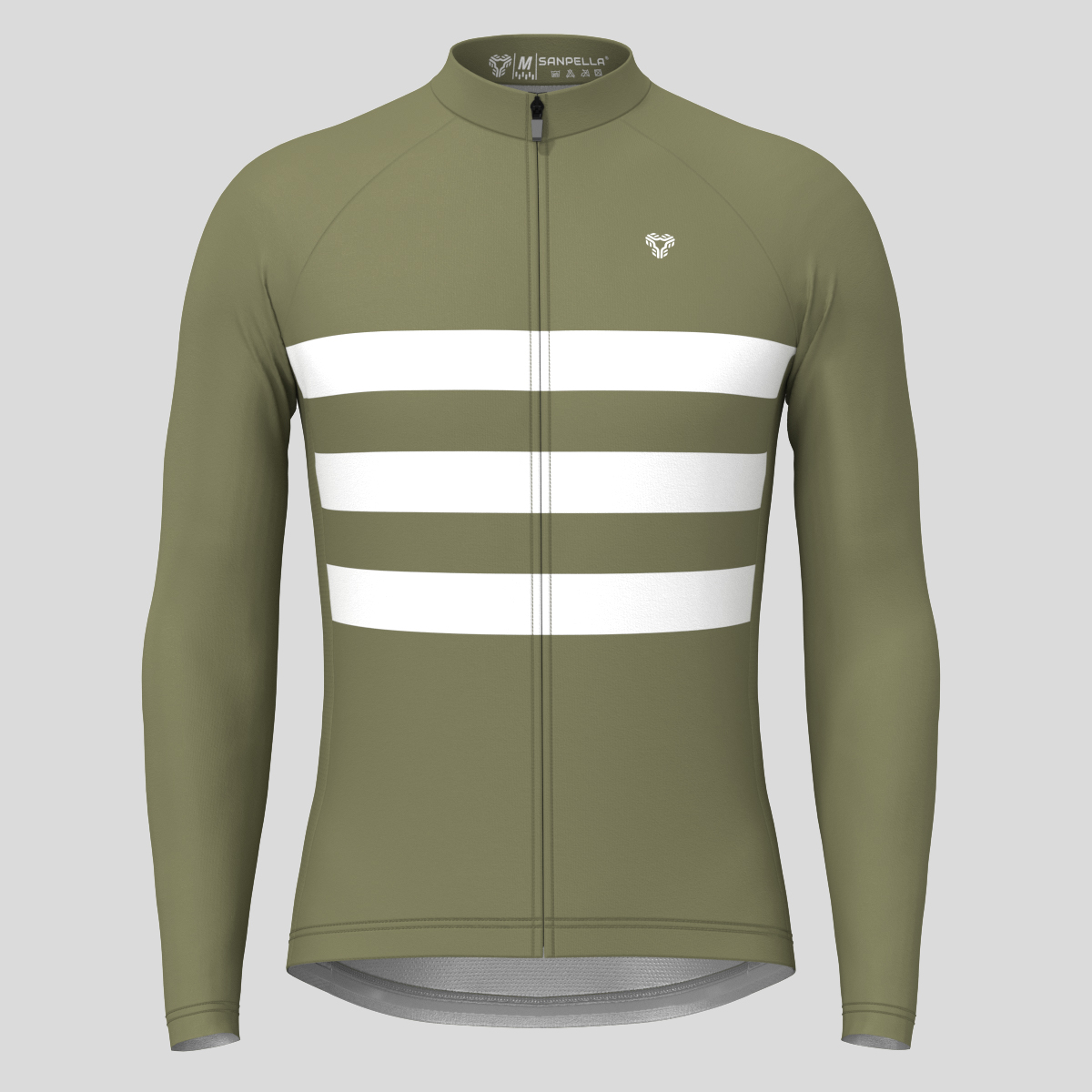 Men's Classic Stripes LS Cycling Jersey - Olive