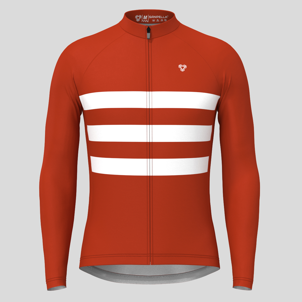 Men's Classic Stripes LS Cycling Jersey - Brick
