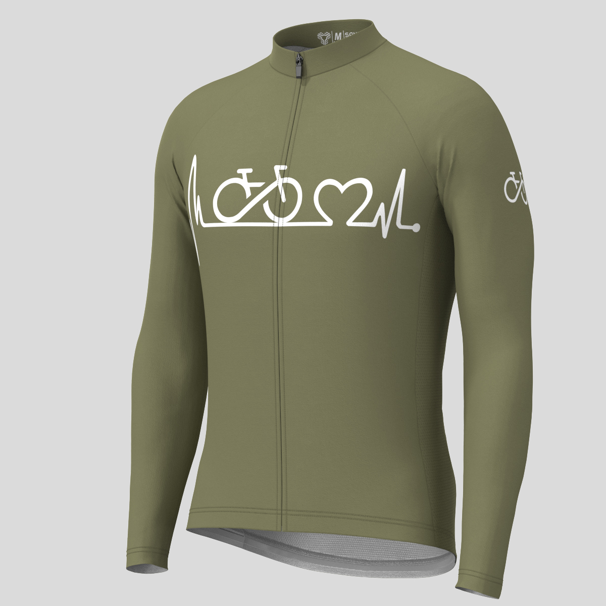 Bike Heartbeat Men's LS Cycling Jersey Olive Sanpella.cc