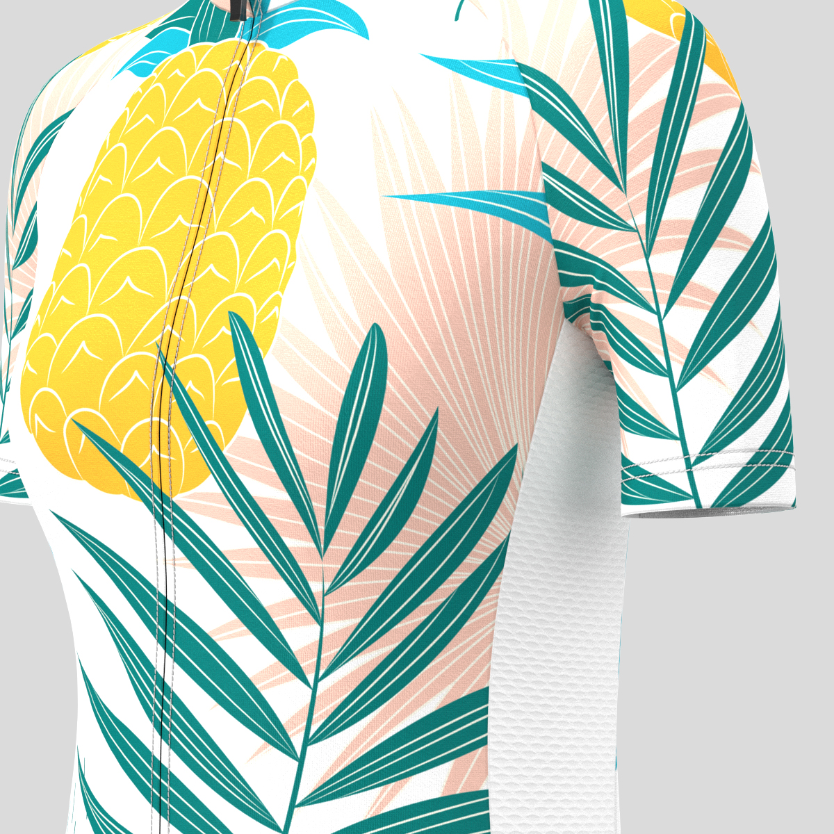 Pitaya Pineapple Print Men's Cycling Jersey - White