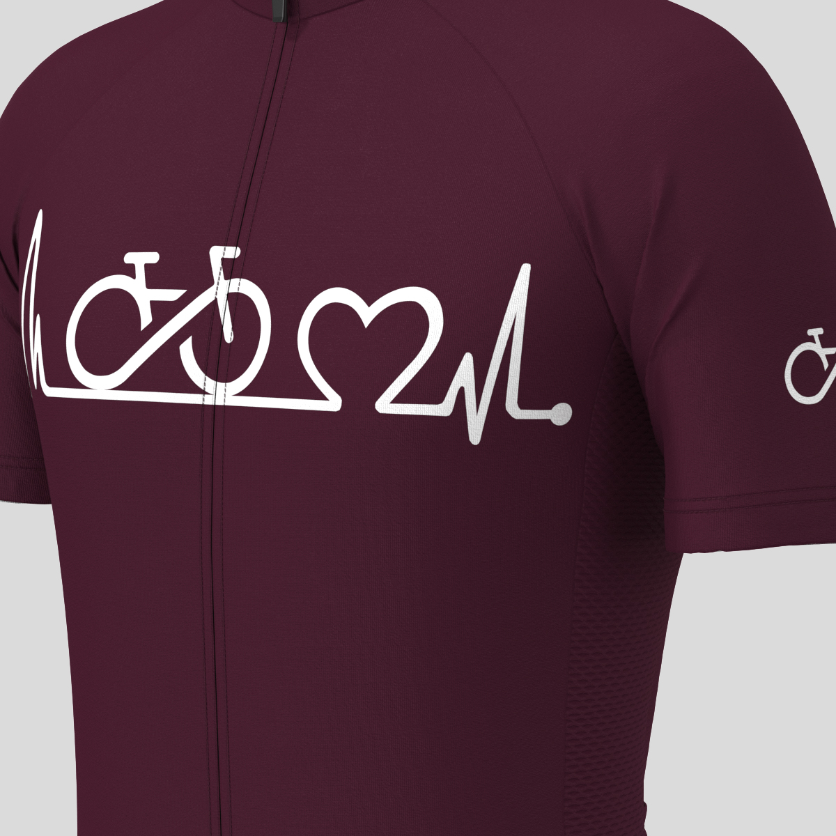 Bike Heartbeat Men's Cycling Jersey - Burgundy