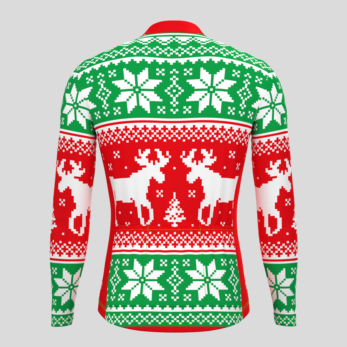 Ugly Christmas Sweater Reindeer Snowflakes Men's LS Cycling Jersey