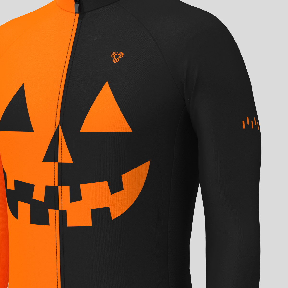 Halloween Pumpkin Face Men's LS Cycling Jersey