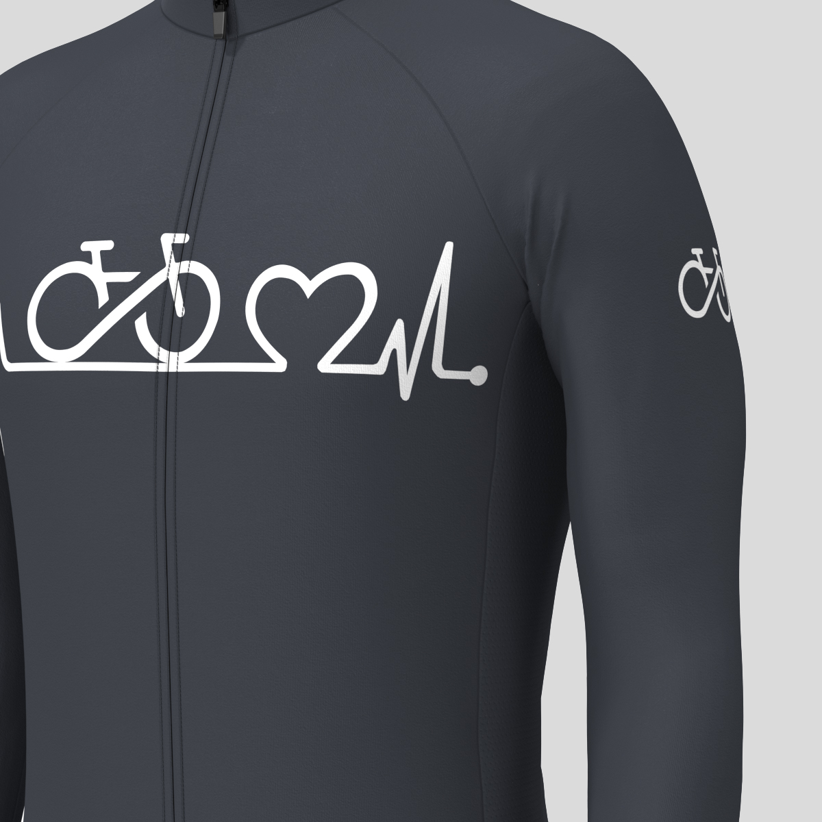 Bike Heartbeat Men's LS Cycling Jersey - Graphite