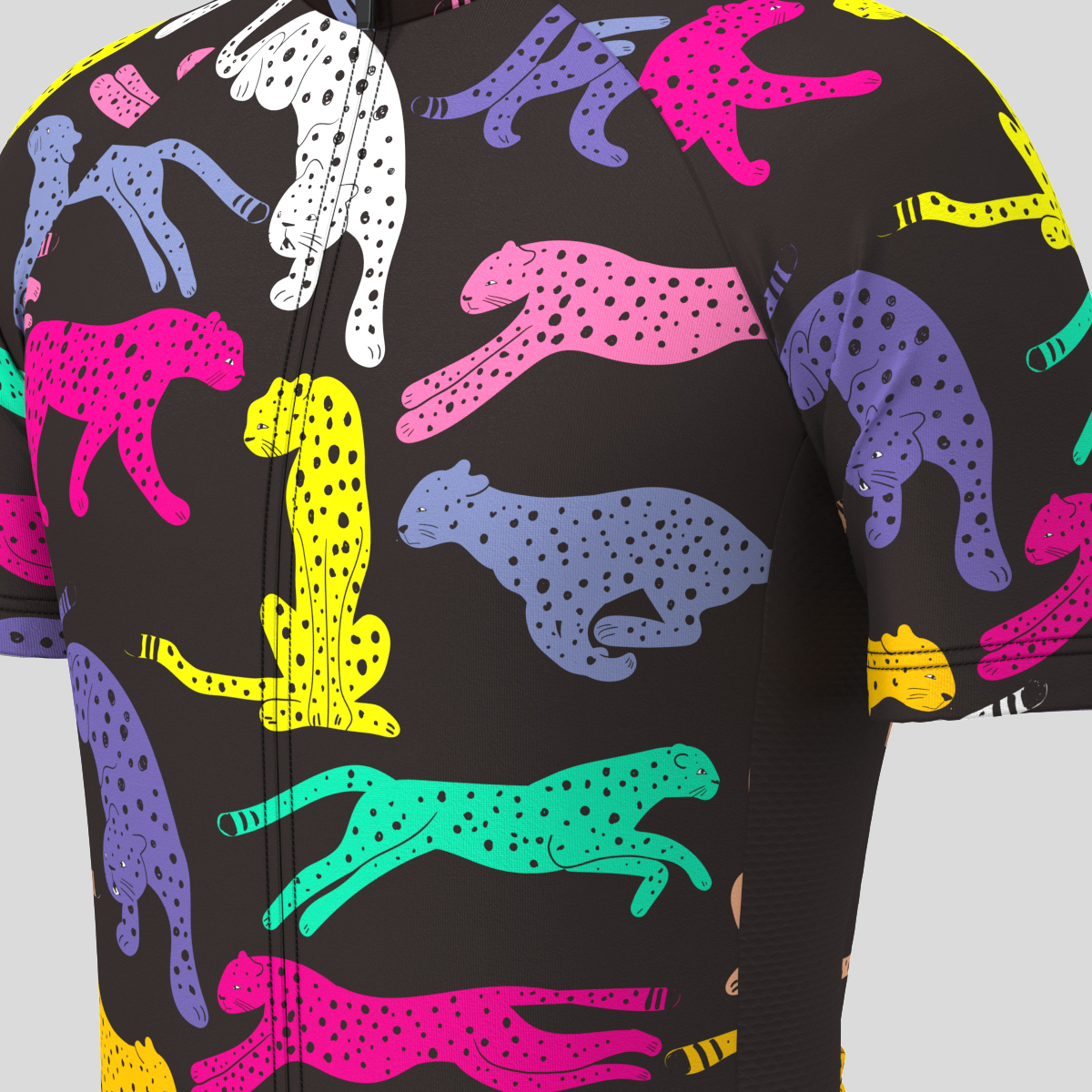 Multicolor Leopard Print Men's Cycling Jersey