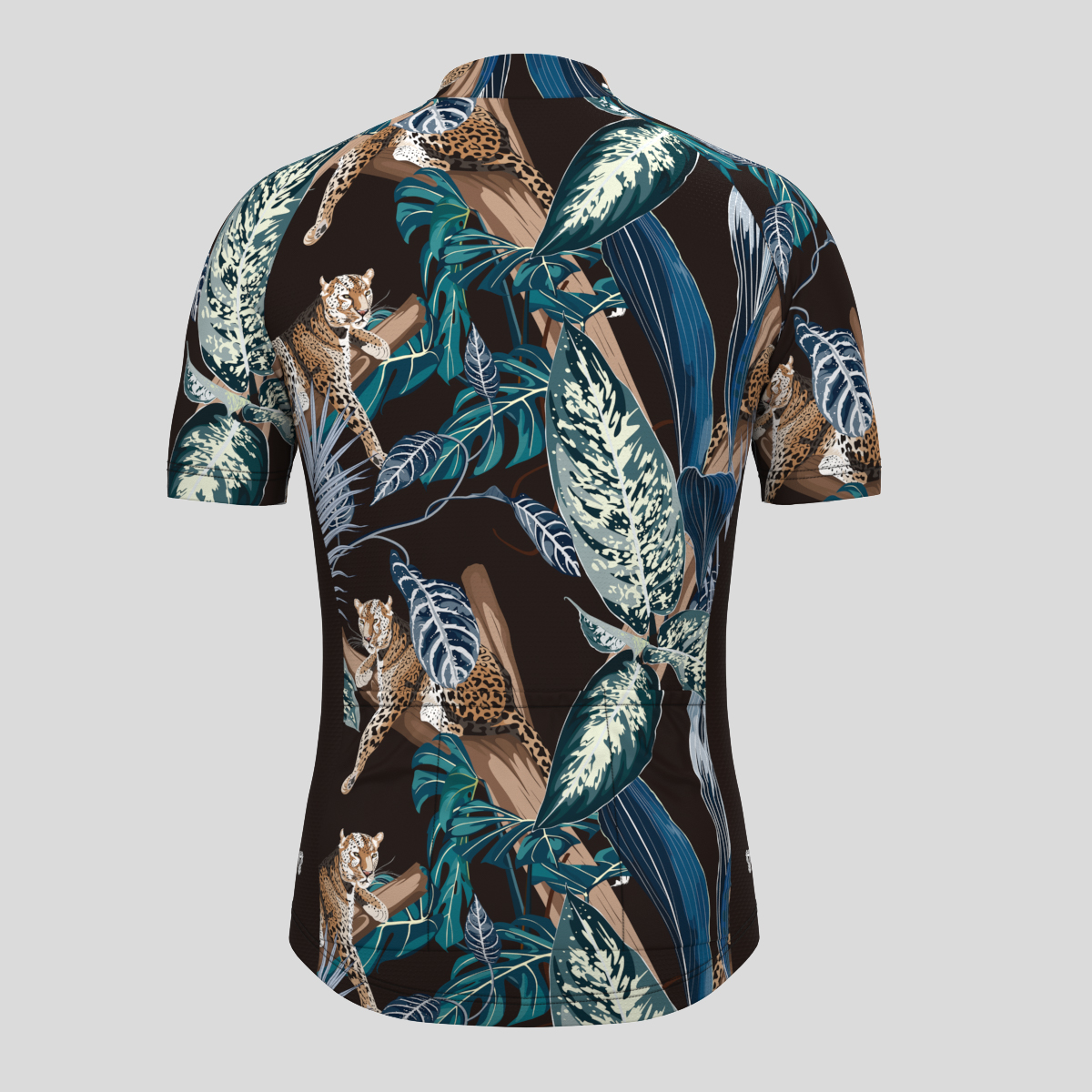 Tiger Leopard Tropical Plants Print Men's Cycling Jersey