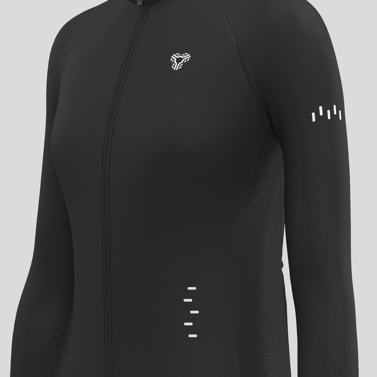 Women's Minimal Solid LS Cycling Jersey - Black