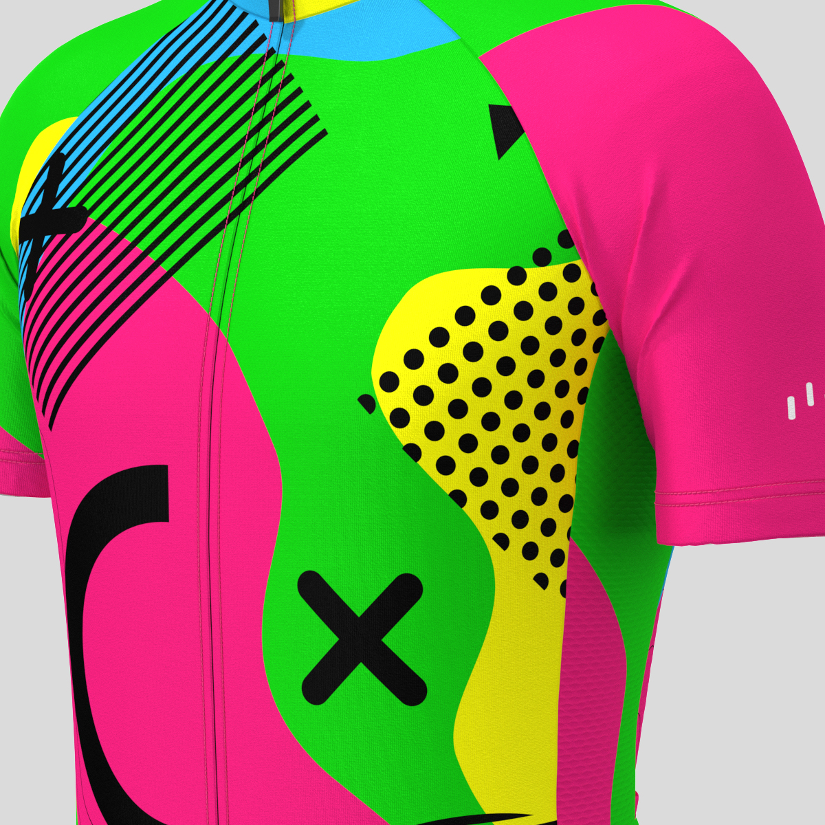 Memphis Geo Men's Cycling Jersey - Green/Red/Yellow