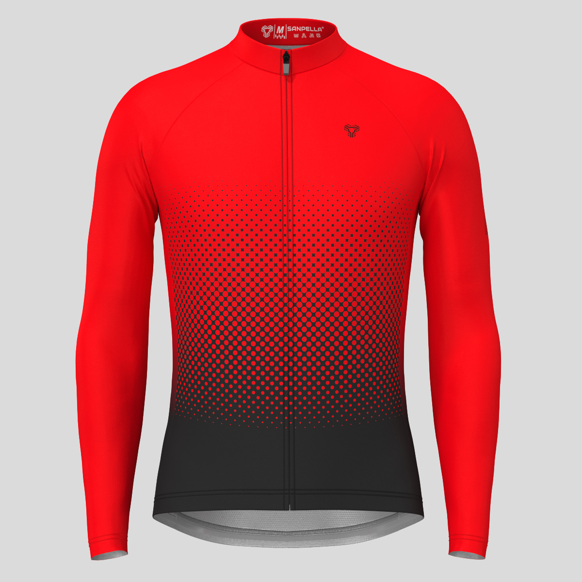 Polka Dot Gradient Men's LS Cycling Jersey - Red