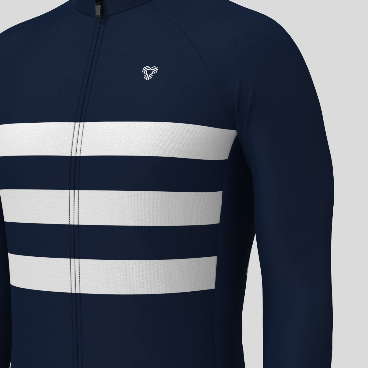 Minimal Stripes Men's LS Cycling Jersey - Navy/White