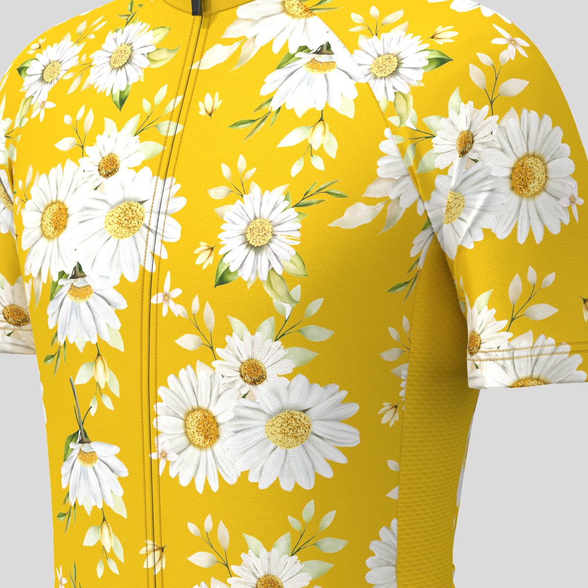 Classic Daisy Print Men's Cycling Jersey - Yellow
