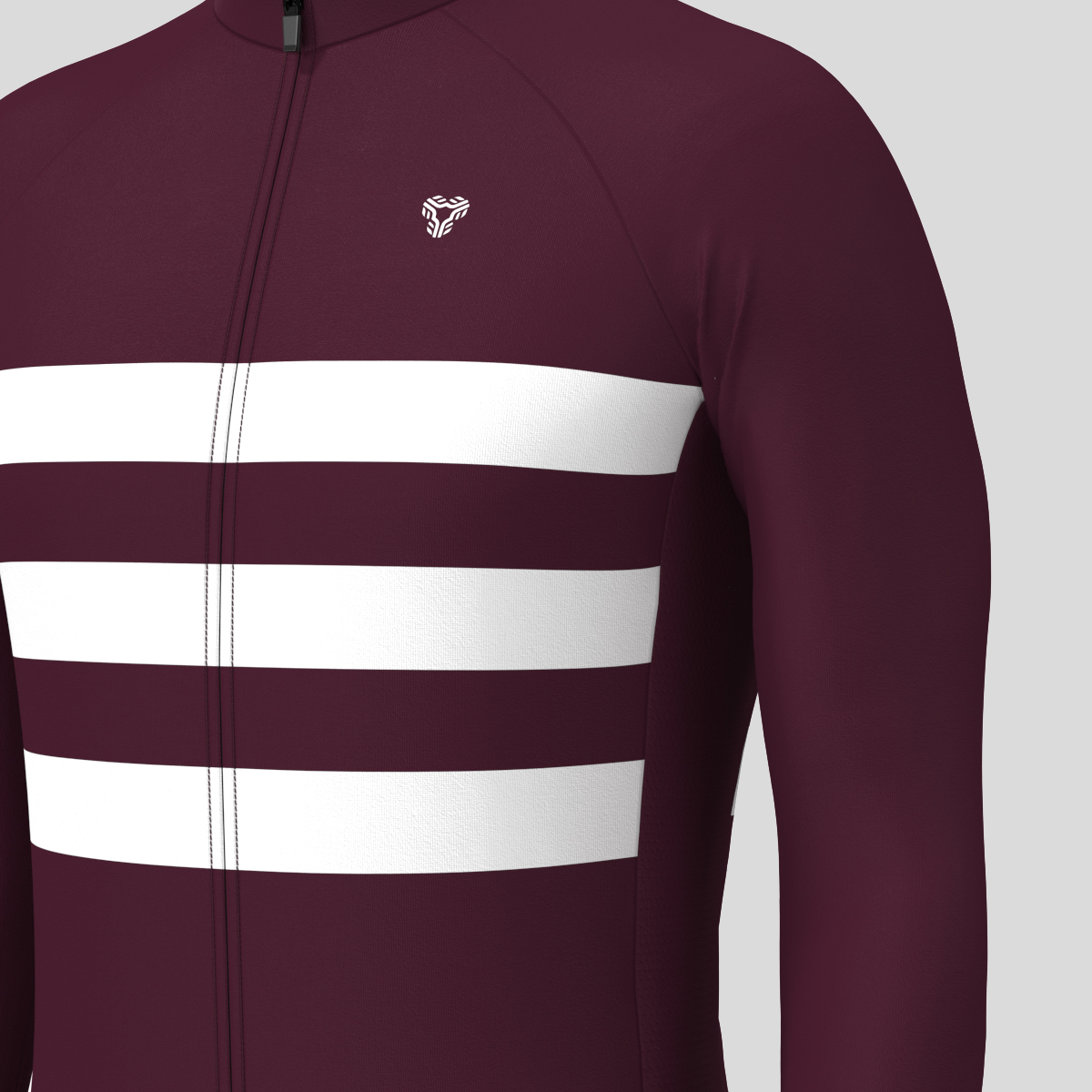 Men's Classic Stripes LS Cycling Jersey - Burgundy