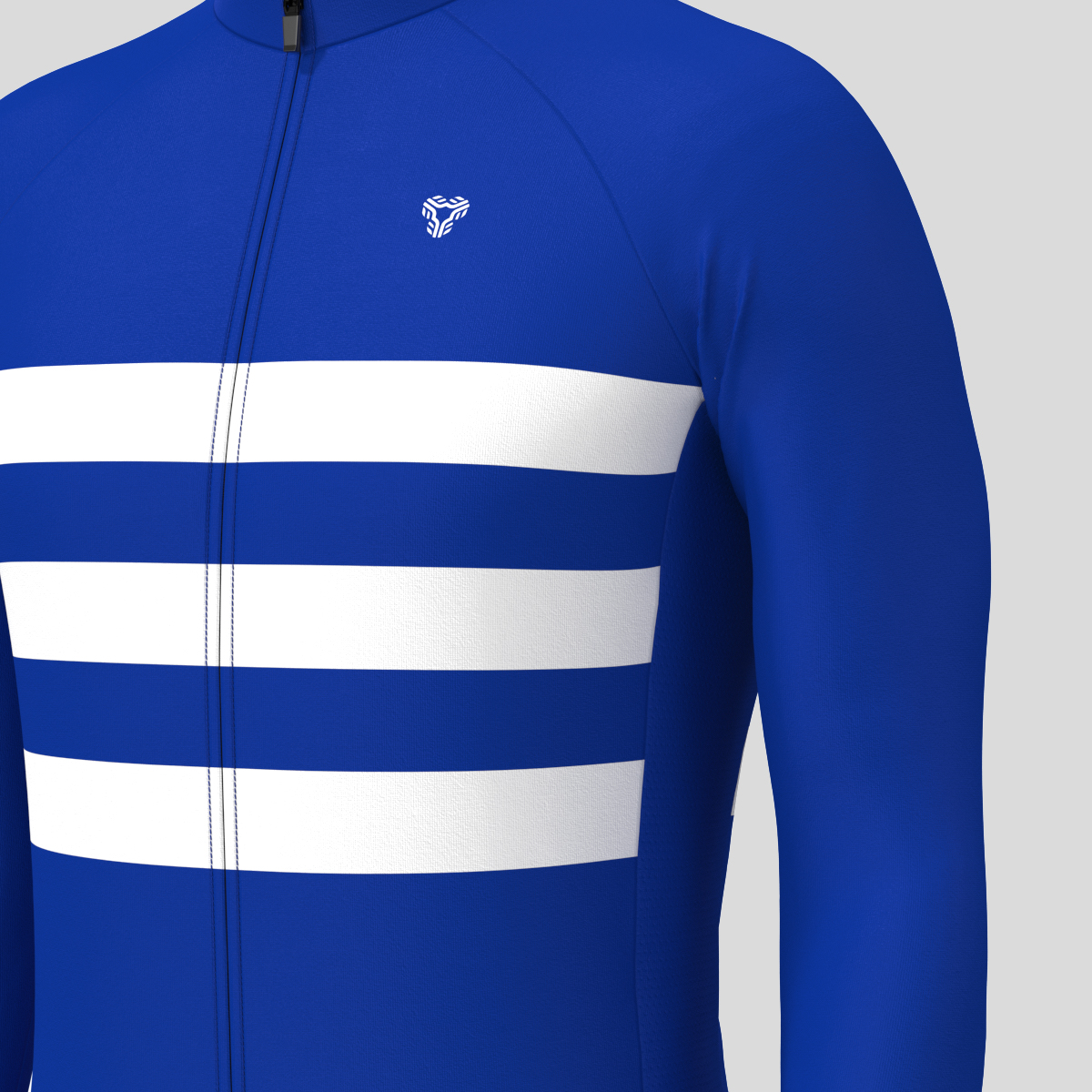 Men's Classic Stripes LS Cycling Jersey - Racing Blue