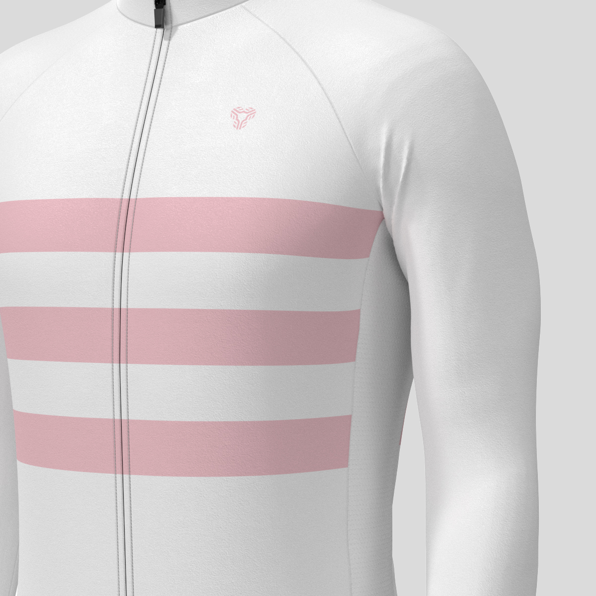 Men's Classic Stripes LS Cycling Jersey - White/Pink 