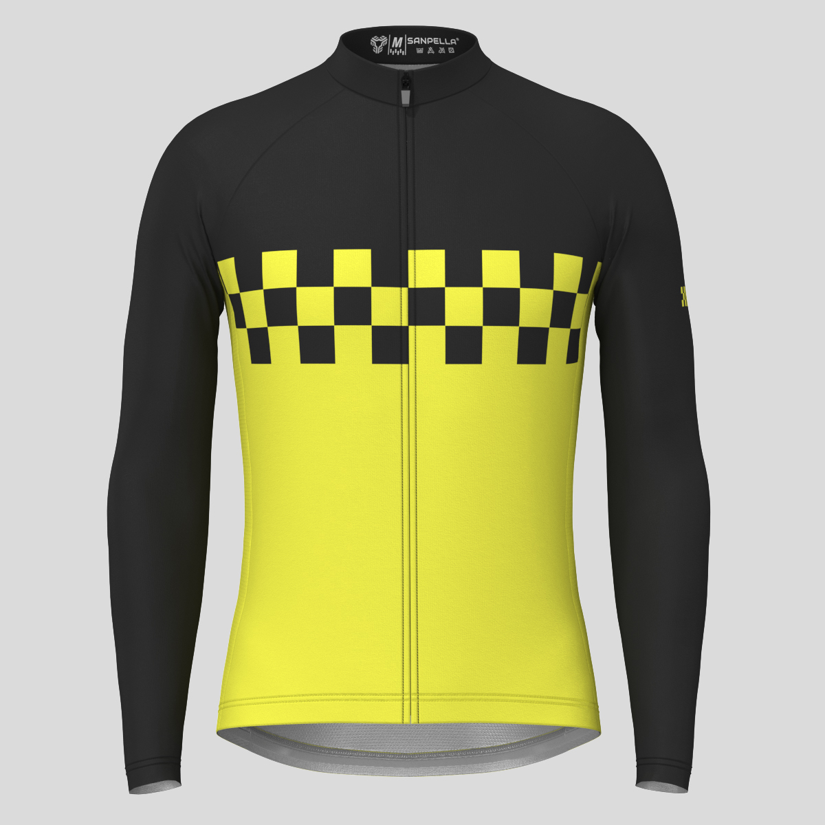 Men's Checkered Flag LS Cycling Jersey - Yellow
