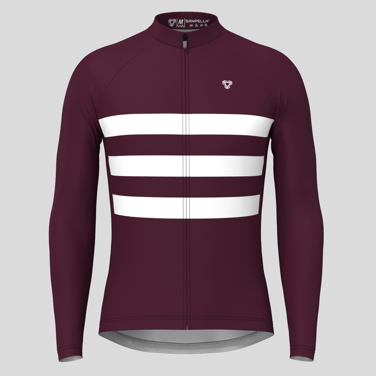 Men's Classic Stripes LS Cycling Jersey - Burgundy