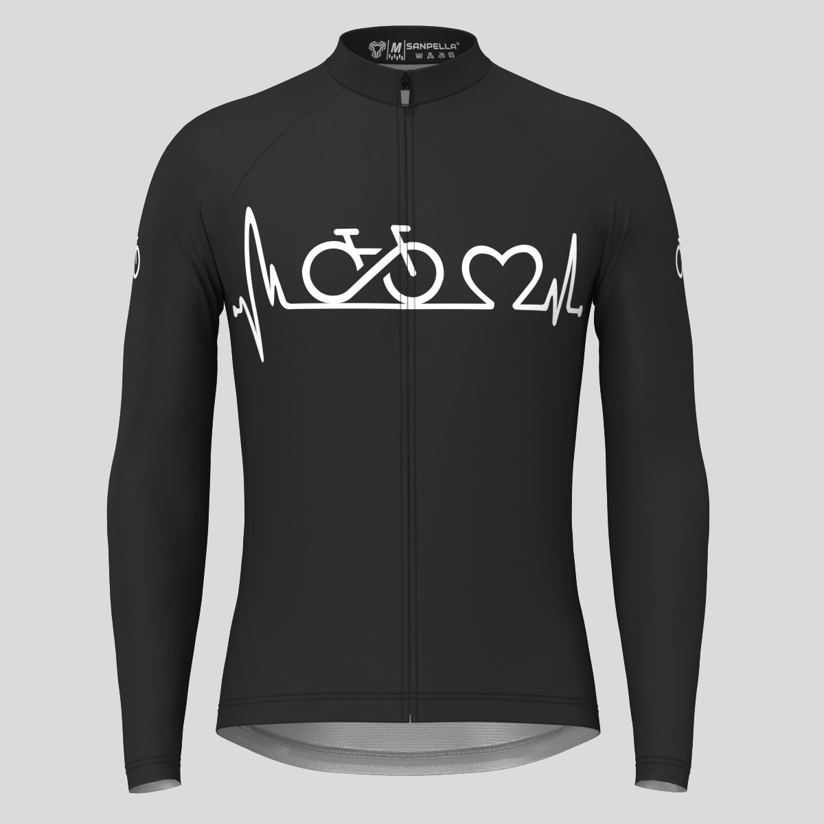 Bike Heartbeat Men's LS Cycling Jersey - Black