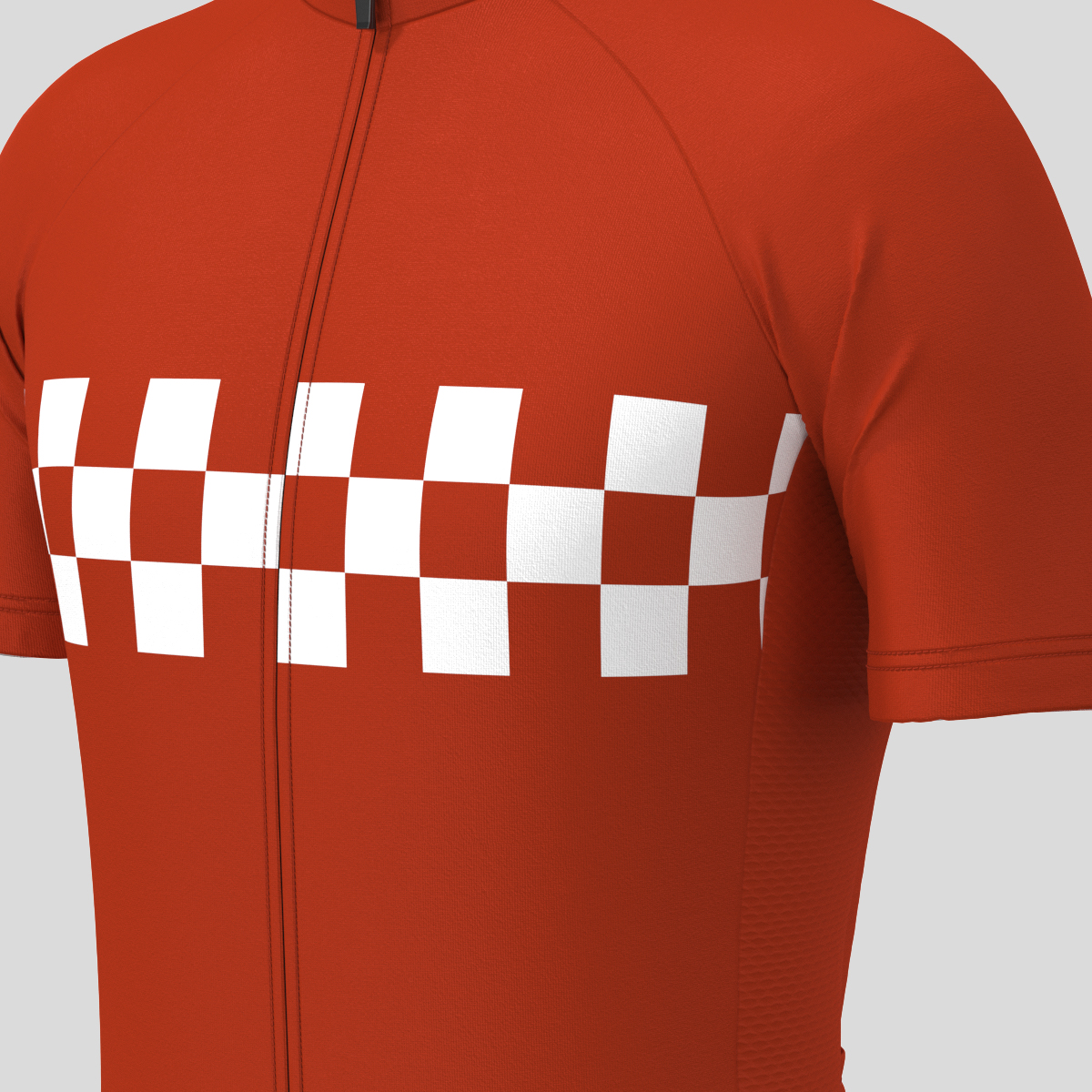Men's Checkered Flag Retro Cycling Jersey - Brick